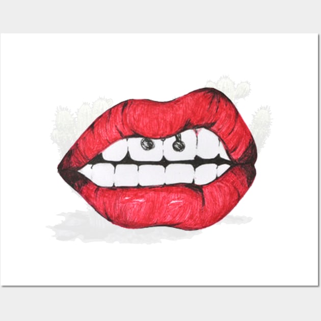 Red Lips Wall Art by NerdsbyLeo